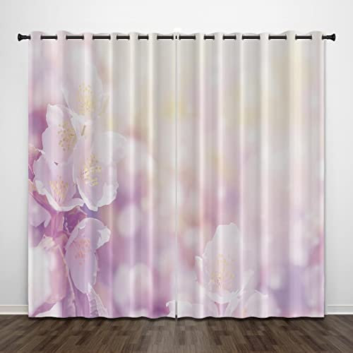 Vorhang Blickdicht Ösen Thermo Verdunkelungs Polyester Gardinen 2 Stück 3D Rosa Blumenpunkte Für Schlafzimmer Wohnzimmer Kinder Oder Babyzimmer 140(B) X160(H) cm - Bedruckte Verdunkelungsvorhänge