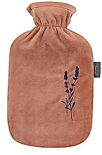 Fashy Wärmflasche mit Flauschbezug und Stickerei braun 2 L