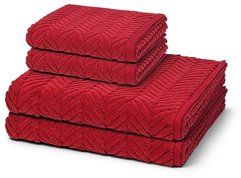 Ross - 4 teiliges Frottier-Set - Sensual Skin - Zopf-Muster (2 X Handtuch 2 X Duschtuch im Set) - 500 g/m2 - Baumwolle - Walkfrottee - saugstark - weich und flauschig - Vino