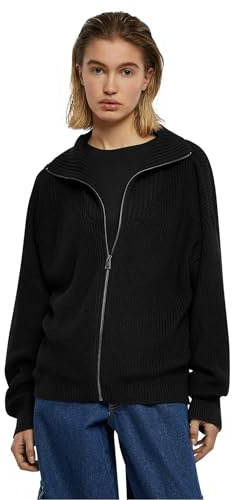 Urban Classics Damen Strickjacke Ladies Knitted Zip Cardigan Black 4XL