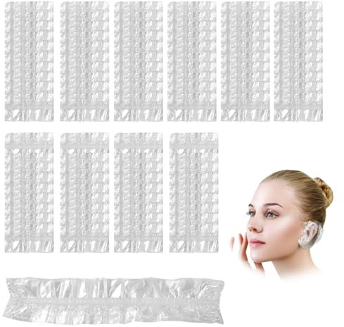 100 Pcs Clear Ear Covers for Shower Disposable Ear Protectors Waterproof Plastic Shower Ear Cover for Hair Dye Bathing Salon Spa Home Hotel Travel