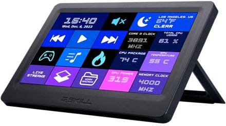 G.SKILL WigiDash - Pannello di comando per PC - Display touch da 7 pollici, griglia widget fino a 20 (5x4), tasti di scelta rapida personalizzabili/scorciatoie/widget, monitor delle prestazioni del