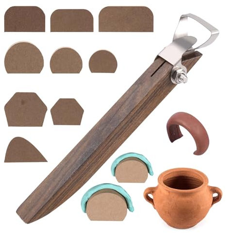 Pottery Handle Making Tool with 9 Pcs Mug Handle Molds Adjustable Clay Pottery Tools for DIY Vase Tea Cup Water Mug