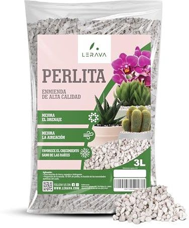LERAVA® Perlita para Plantas en Maceta [Bio] - 3L - Sustrato Aireado para el Crecimiento de Las Plantas, Excelente Drenaje - Ideal para Plantas de Jardín y Balcón - Perlita Plantas pH Neutro