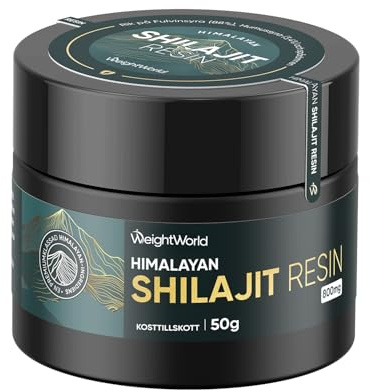 WeightWorld Shilajit Resin 50 g - Himalaya Shilajit Harz mit 800 mg | Mit Ashwagandha, Kurkuma & Schwarzem Musli Extrakt sowie 88 % Fulvosäure, 3,4 % Huminsäure & Spurenelementen