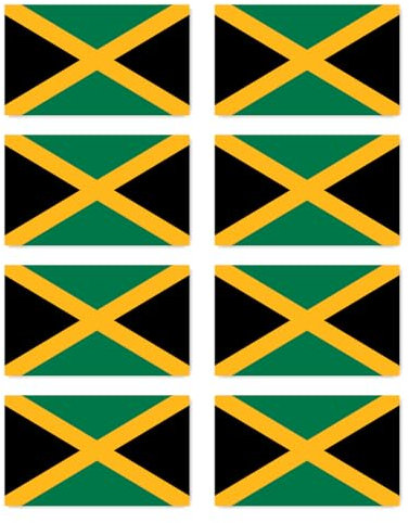 Aufkleber: 75x45 mm, 8 Stück - Flagge - Jamaika - JM - für Auto, Koffer, Laptop und mehr