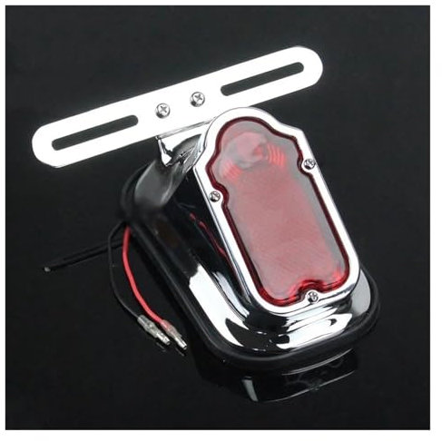 Motorcycle Fender Eliminator Motorcycle Aluminum Red Tail Light For Chopper For Bobber For Custom Rear Fender Stop Lamp W/License Plate Bracket License Plate Holder