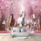 Weißes Pferd Mit Tiermotiv Fototapete Rosa Fototapeten Wandbild Motivtapeten Vlies-Tapeten Moderne Wandtapete Wand Schlafzimmer Wohnzimmer Dekoration 250x175 cm