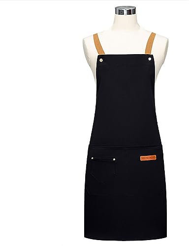 BOGEEL CookingApron - Delantal a prueba de aceite para mujeres y hombres, ropa de trabajo para restaurante, cafetería, con bolsillo y delantal de trabajo