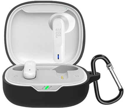 YAODLE Compatibile con JBL Wave Flex, custodia protettiva antiurto in silicone con moschettone (nero)