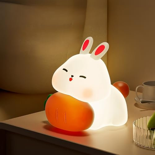 Danolt Bunny Night Light, Big Face Rabbit Light, Bunny Lamp Dimmable and Rechargeable, Kawaii Room Decor