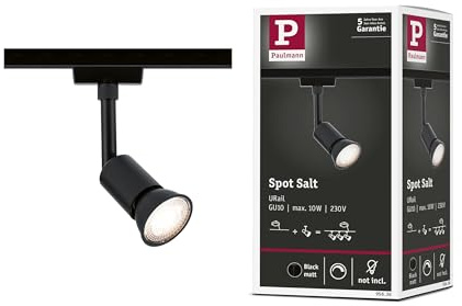 Paulmann 95636 URail Schienenspot Salt GU10 max. 10W dimmbar 230V Schwarz matt Schienensystem - Leuchtmittel frei wählbar