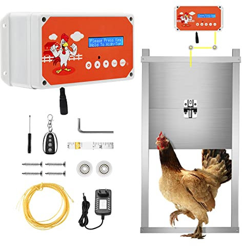 Automatisches Hühnerhaus Hühnerklappe,Couleeur Elektrische HühnerklappeTüröffner Hühnerstall mit Timer, Zug 3 kg Elektrisches Hühnerhaus-Türset zum Schutz der Hühner