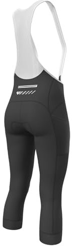 Lo.gas Fahrradhose Damen Gepolstert 3/4 Radlerhose Trägerhose Atmungsaktiv Bib Shorts Elastische Radhose Mit TräGer,High-Waist Radlershorts mit UPF50+ S Schwarz