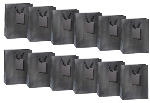 Laro Medium Geschenktüten 10-100 Stk Medium, Anzahl:96, Muster Tüten:Schwarz Gestreift