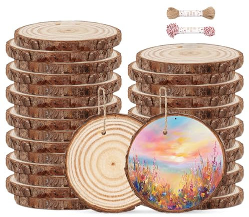 Truevaste 50 Stück Holzscheiben 6-7 cm - Baumscheiben Naturholz, 5mm dick - DIY Basteln, Hochzeit, Weihnachten & Dekoration
