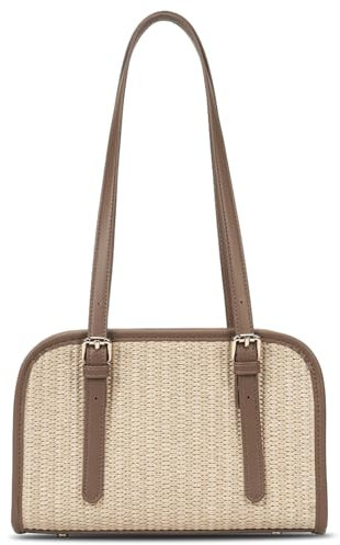 HiTotes Y2K - Bolso de hombro rojo para mujer, bolso de mano de piel burdeos con colgante de cerezo, 02-caqui paja, 25.5cm