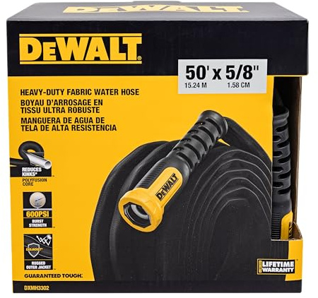 DEWALT 50 ft x 5/8 in Heavy-Duty Professional Grade Fabric Garden Hose - DXMH3302