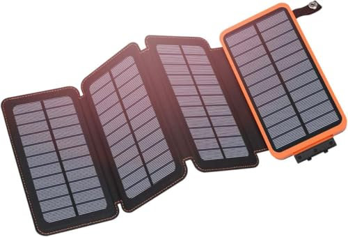 Solar Powerbank 36.800mAh, 15W Schnellladefunktion, 4 Solarpanels, QC 3.0, USB-C, LED Taschenlampe, Outdoor geeignet, tragbar, für Smartphones, Tablets & mehr