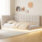 ZYLOYAL10 Polsterbett Schlafsofa Multifunktionsbett mit Lattenrost aus hautsympathischem Samtstoff (Beige - L-E-D, 90 * 200 cm)
