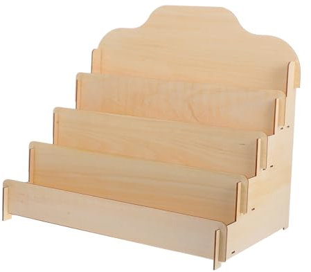Wooden Greeting Card Display Rack Sturdy Tiered Card Holder Stand for Vendors Unfinished Limewood Plywood Finish for Retail Home Decor