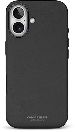 VONMÄHLEN Like Leather Case – Luxuriöse Hülle aus veganem Leder, kompatibel mit iPhone 17 und Mag-Safe, umweltbewusst und elegant - Black