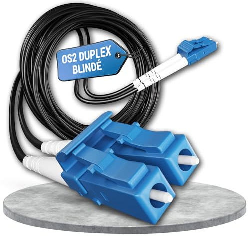Conectra® – Cavo in fibra ottica corazzato OS2 da 200m LC/UPC a LC/UPC duplex monomodale 9/125 µm nero LSZH 1G/10G/25G/40G/100G schermato LC-LC per uso interno ed esterno (lunghezza 200 metri)