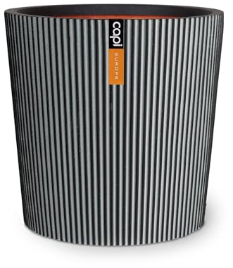 Capi Europe - Gefäß konisch Groove NL - 45x41 - Anthrazit - Blumentopf für den Innen- und Außeneinsatz - Übertopf - Pflanztopf - Pflanzgefäß - Kunststoff - KGVZ613