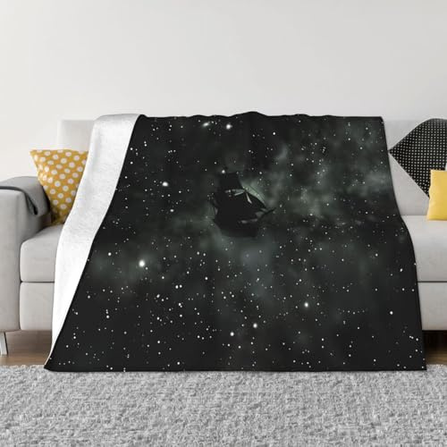 POEZJZW Flanelldecke mit Raumschiff in den Sternen, 101,6 x 76,2 cm, Bettdecken für Sofa, Bett, Couch, Filmabend, Camping und Reisen