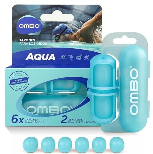 OMBO Tappi Orecchie Piscina – 6 Tappi in Silicone, Impermeabili e Termoadattabili, per Adulti | Chiusura Ermetica, Riutilizzabili e Ipoallergenici | Tappi Orecchie Nuoto per Mare, Acqua e Immersioni