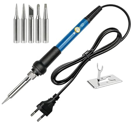 Soldador 100W Estacion, Temperatura 180-500C Puntas Rapido Preciso | induccion ceramica avanzada, chip control exacto, mango antideslizante calor, soporte esponja limpieza, placas circuito