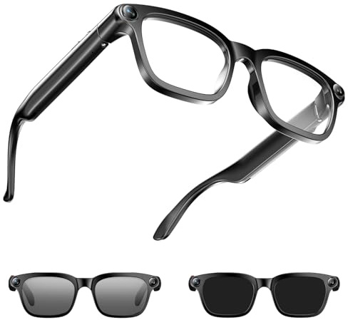 HOUAN AI Smart Glasses with Camera Video Recording Bluetooth Sunglasses | Anti-Shake Video Recording Photo Capture, AI Voice Assistant Object Recognition, Open-Ear Audio Real-Time Translation
