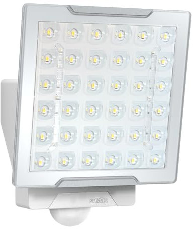 Steinel LED Strahler XLED PRO Square XL S weiß, 240° Bewegungsmelder, 3770 lm Flutlicht, 47 W Fluter mit Nachtlicht, Dauerlicht