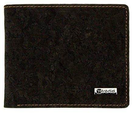 Kork Geldbeutel für Damen und Herren – Veganer Geldbeutel aus Kork mit Münzfach, nachhaltiges Portemonnaie, leicht & umweltfreundlich (Schwarz, ohne Münzfach)