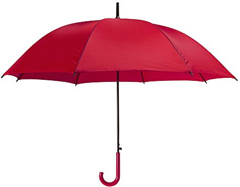 eBuyGB Pack of 4 Automatic Opening Plastic Crook Curved Handle Wedding Umbrella Coloured Rainproof for Men, Women, Kids, Unisex, Bridal Brolly - Red 41.5 Inch / 105cm Span 82cm Length
