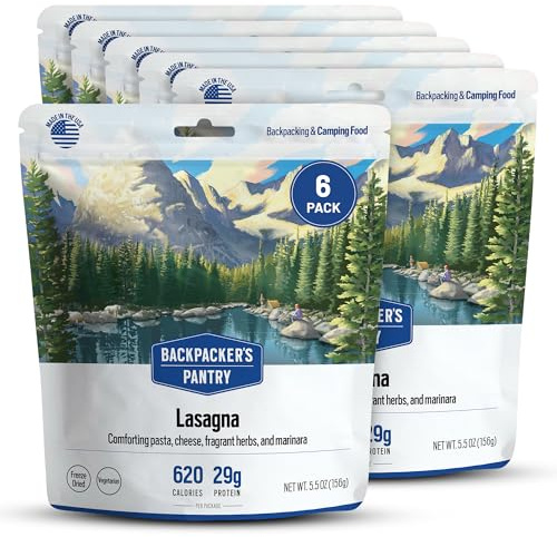 Backpacker's Pantry Lasagna Freeze Dried Backpacking & Camping Food Emergency Food 1oz Protein Vegetarian Pack of 6