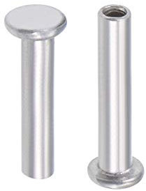 sourcing map 100 Stk. Aluminium Flachkopf Halbröhrennieten Silber M2x10mm