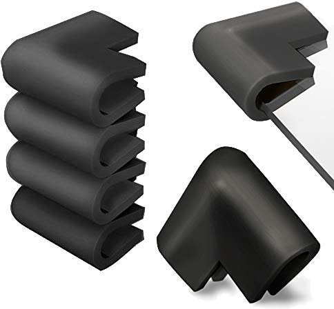 InnoBeta 12 Stk U-Förmiger Kantenschutz und Eckenschutz, aus Weichem Schaumstoff für Kindersicherung, Stoßschutz für Glastisch- und Möbel-Ecken, Baby Wache, Kind Kinder Beweis (Schwarz)