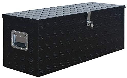 vidaXL Aluminiumkiste Transportkiste Transportbox Werkzeugkiste Werkzeugbox Deichselbox Alubox Alukoffer Lagerbox 1085x370x400 mm Schwarz Aluminium
