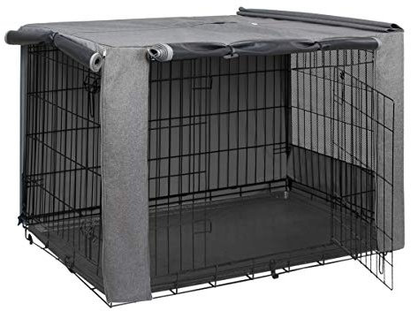 HiCaptain Hundekäfig-Abdeckung aus Metall, zusammenklappbar, für 121,9 cm Drahtkäfig, zweifarbig Grau