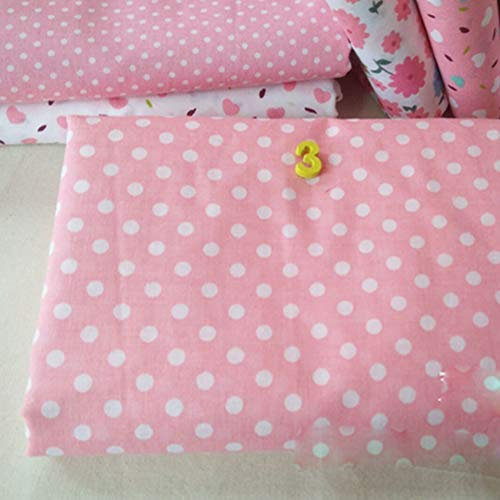 Egurs Baumwollstoff Meterware 100x150cm Rosa Serie Nähen Dekorieren Patchwork Stoff DIY Baumwolltuch 3# weiße Punkte