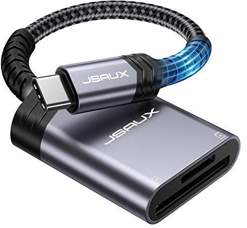 JSAUX USB C SD Card Reader, Type-C Memory Card Adapter for SD/Micro SD Compatible with iPhone, iPad Pro, MacBook Pro/Air, Galaxy S8 to S24 - Grey