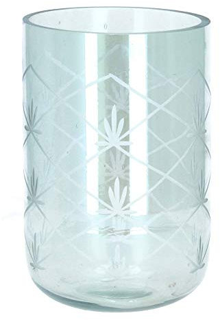 Chic Antique Nyons Hurricane Glas Schliff Windlicht 20 cm olivgr??n