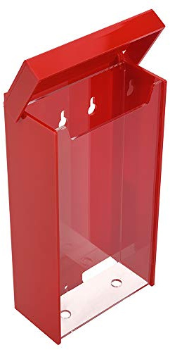 Rote Prospektbox Din Lang wetterfest, für Außen, mit Deckel, aus Acrylglas | Wetterfeste Outdoor Flyerbox, Durhcishtige Frontseite , DIN Lang Format 10x21 / 10,5x21 / zur Wandmontage
