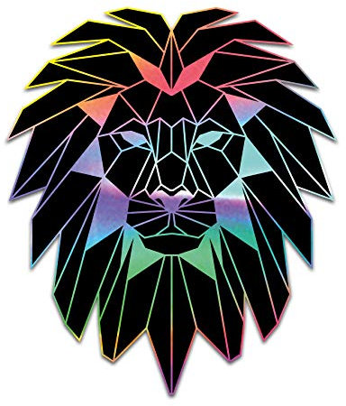 Finest Folia 2 x Polygon Tier Sticker Hologramm Aufkleber Tiere Origami Geometrisch Selbstklebend Kunst für Auto Motorrad Laptop Kühlschrank Wand Dekor R117 (Löwe)