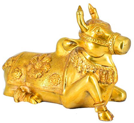 Shiva Nandi Statue aus Messing, Weißwal, Murti für Heimdekoration, Bürodekoration