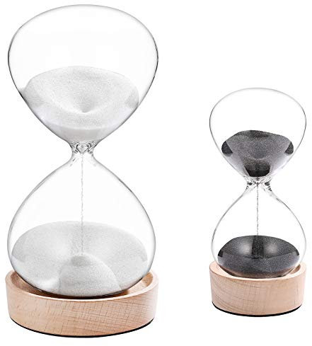 Sanduhr mit 30-Minuten-Sanduhr, Timer, 5-Minuten-Set: Sanduhr 30 Minuten, Mini Reloj De Arena 5 Minuten, einzigartiger Holzsockel, halbe Stunde Glas, Sandglas für Hochzeit, Zuhause, Büro, dekorativ