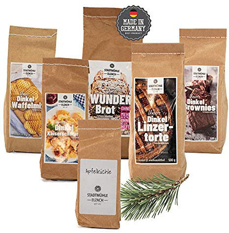 Probierset mit verschiedenen Protein-Backmischungen – 6x Low-Carb Backmischung mit Brot, Waffeln, Kuchen, Apfelküchle, Brownies und Kaiserschmarrn – Eiweißbrot und mehr zum Backen und Probieren