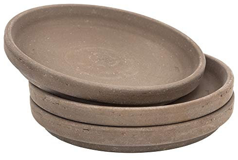 B2S BACK2SEASON Ton Untersetzer 3 Stück Made in Germany Pflanzenteller Teller Terrakotta Übertopf wiederverwendbar rund braun 3er Set (Durchmesser außen 14 cm)