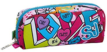 SJ GANG STYLE JAM GANG Mäppchen, Federtasche Federmappe Etui Schule für Jungen Mädchen mit Reißverschluss, Stiftetasche, rosa Love Liebe